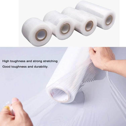 PE Transparent Stretch Wrap Film 30cm x 200m - clear manual cling film rolls for palletizing, packing, furniture protection and dust abrasion shielding