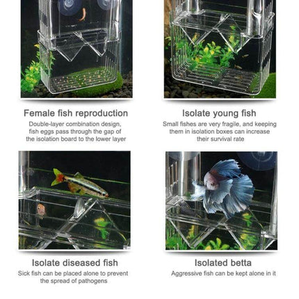 Peacock Fish Breeding Isolation Box Double Layer For Spawning clear double-layer self-floating aquarium breeder for isolating fry and protecting injured fish