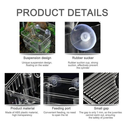 Peacock Fish Breeding Isolation Box Double Layer For Spawning clear double-layer floating breeding box with suction cup and feeding port