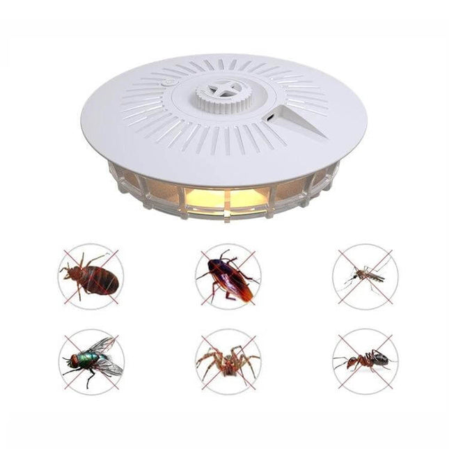 Household Flea Trap Lamp Pearl White For Indoor Pest Control compact ceiling lamp attracting fleas mites bed bugs moths mosquitoes and flies