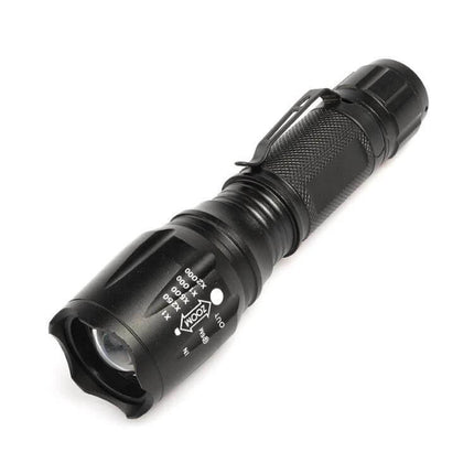 Pen Clip Mini Flashlight Daily Carry For Everyday Tasks compact black aluminum EDC flashlight with clip, telescopic focus and knurled grip