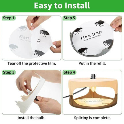 Pet Flea Lamp Trap Set With 8 Regional Plugs For Home Use - easy to install step-by-step assembly near pet bedding