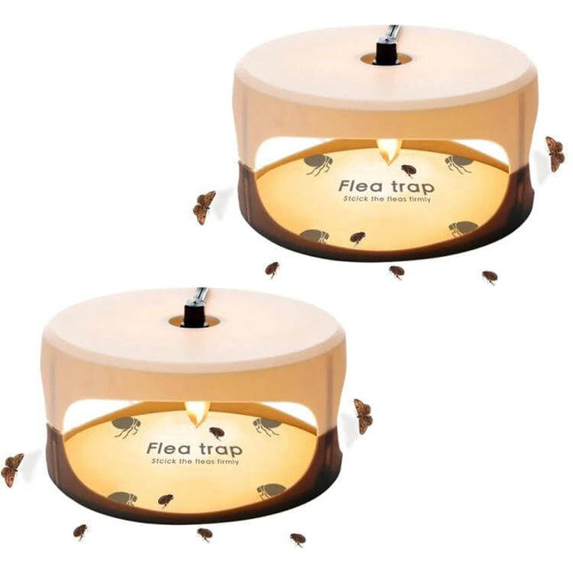 Pet Flea Lamp Trap Set With 8 Regional Plugs For Home Use, two compact non-toxic flea lamps for pet bedding and rugs