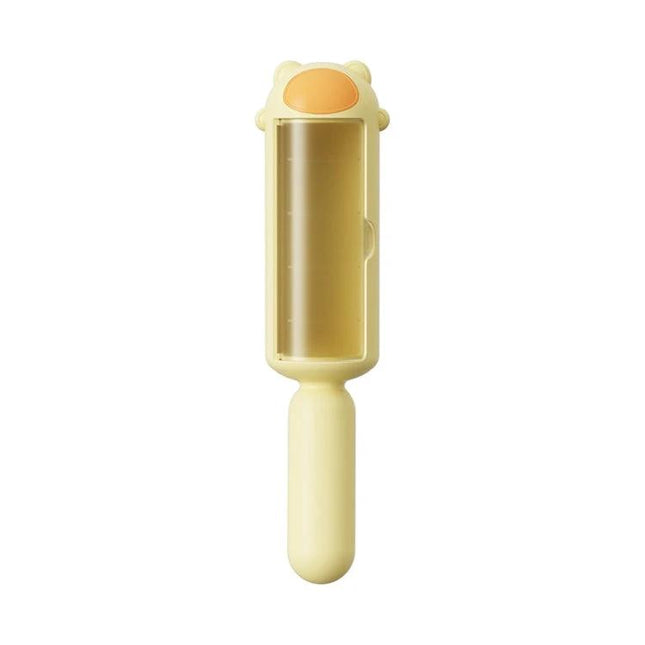 Pet Hair Remover Brush Electrostatic For Clothes And Bedding - yellow handheld lint brush with built-in hair storage chamber