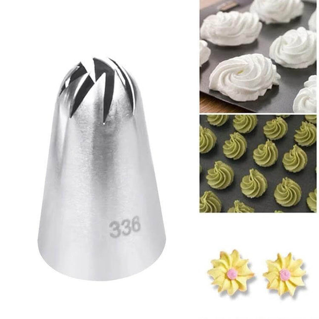 Petal Piping Nozzle Set 5 Piece Stainless Steel Cake Decorating - stainless steel petal tip #336 with floral piped frosting examples