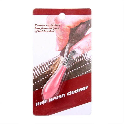 Hair Brush Cleaner Pink For Easy Brush Cleaning At Home - compact pink tool removing tangled hair from bristles