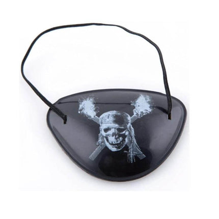 Pirate Eye Patches Plastic for Halloween Costumes Cosplay - black plastic patch with skull and crossbones print and elastic band