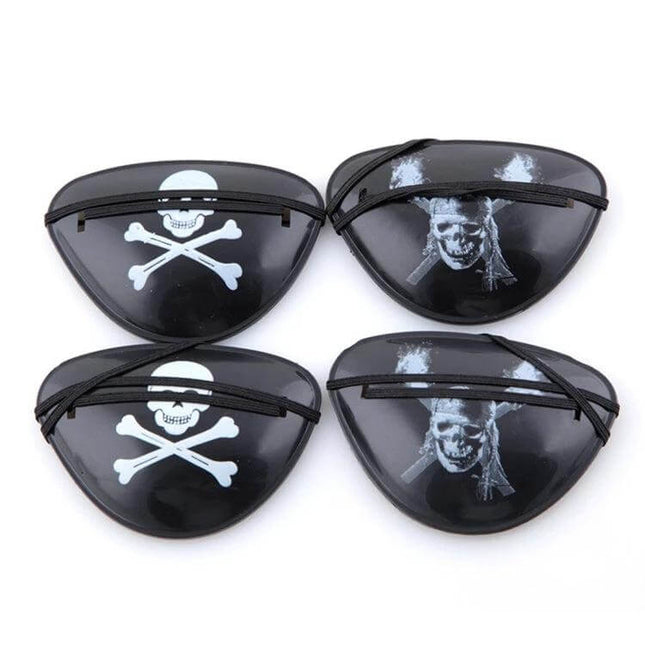 Pirate Eye Patches Plastic for Halloween Costumes Cosplay black plastic eye patches with skull and crossbones designs for pirate costumes