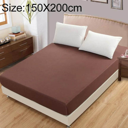 Plain Mattress Protector For Everyday Use Fits 120x200 Cm - Brown fitted polyester protector with elastic edge for spill defense and easy care