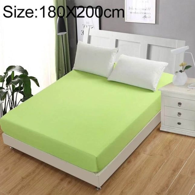 Plain Mattress Protector For Everyday Use Fits 120x200 Cm - lime green fitted protector on bed with elastic edge for spill protection and easy care