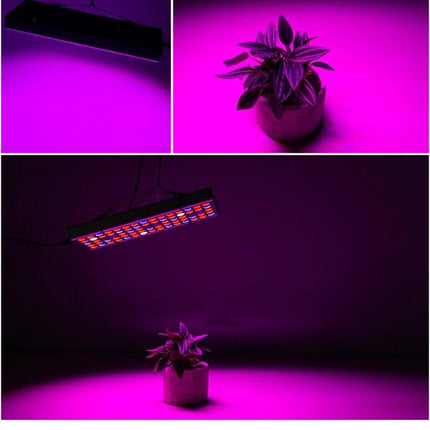 Plant Grow Light 25W 75LEDs Full Spectrum For Seedlings suspended LED panel casting pink full-spectrum light over seedling in small indoor garden