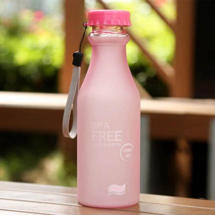 Plastic Beverage Bottle 550ml For Everyday Hydration - pink BPA-free PC plastic bottle with leak-proof cap and wrist strap