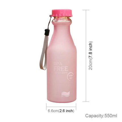 Plastic Beverage Bottle 550ml For Everyday Hydration - pink PC plastic, 550ml leak-proof bottle with silicone O-ring and wrist strap