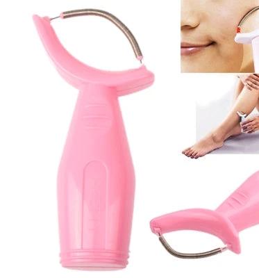 Plastic Face Roller For Gentle Facial Hair Removal - pink plastic body with spring stainless steel mechanism for painless facial hair removal