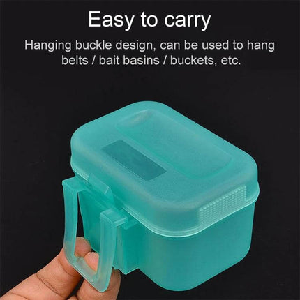 Plastic Live Earthworm Fishing Tackle Box With Large Compartment — turquoise easy-to-carry bait box with lip-fix design and large inner compartment