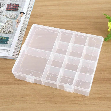 Plastic Organizer Box 14 Slots For Jewelry And Small Accessories clear plastic storage case with 14 compartments for beads, earrings, rings, craft supplies