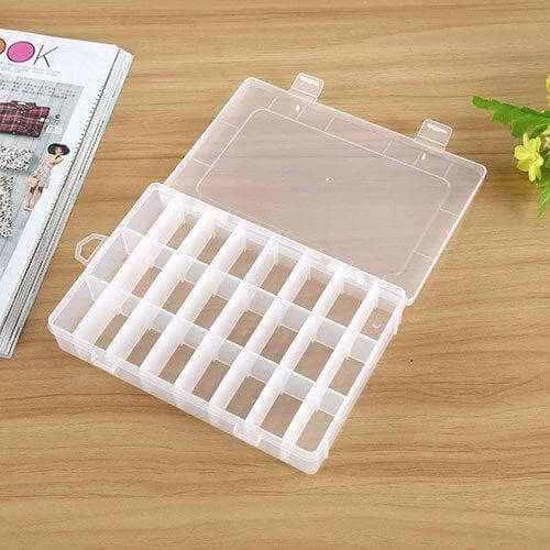 Plastic Removable Grid Organizer For Jewelry 24 Slot - clear plastic 24-slot removable grid tray for earrings, rings, beads, and small hardware