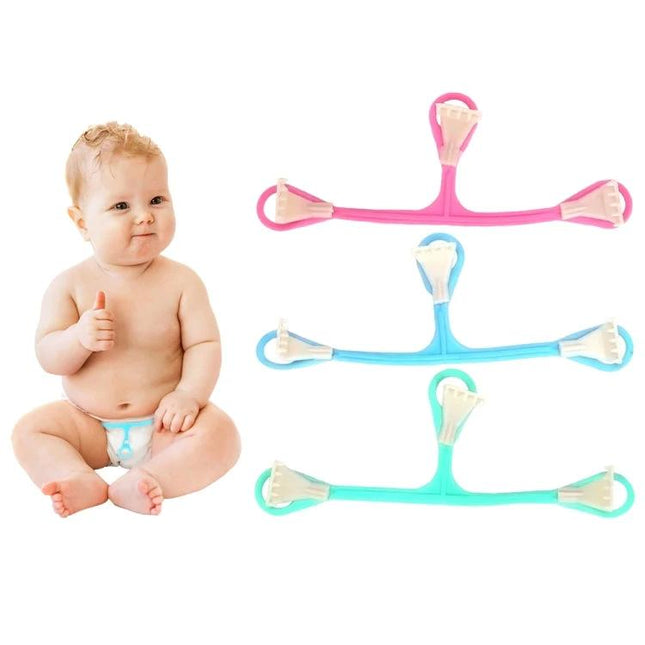 Plastic Three-Hook Baby Diaper Buckle, Assorted Colors on baby with pink blue green buckles for secure three-hook diaper hold