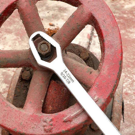 Plum Wrench Double Headed Self Tightening Tool For Home Repairs steel double-ended polished chrome wrench on red valve for furniture assembly plumbing