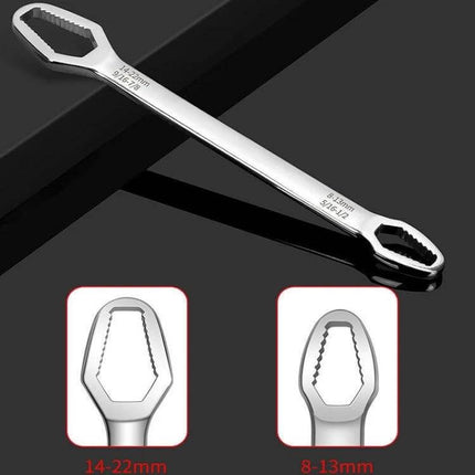 Plum Wrench Double Headed Self Tightening Tool For Home Repairs chrome double-ended metric wrench 8-13mm and 14-22mm flat opening