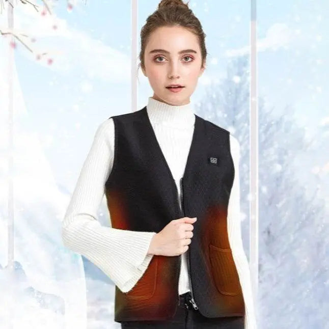 Plus Velvet Inside Heating Vest for Men and Women Black XXXL