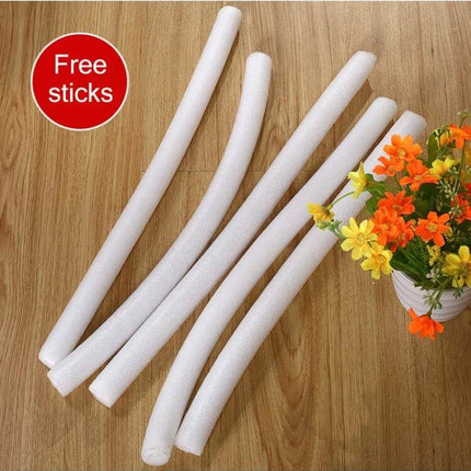 Plush Fabric Sofa Slipcover, Elastic 4-Seat Couch Cover 230-300cm white foam installation sticks on wooden floor with flowers