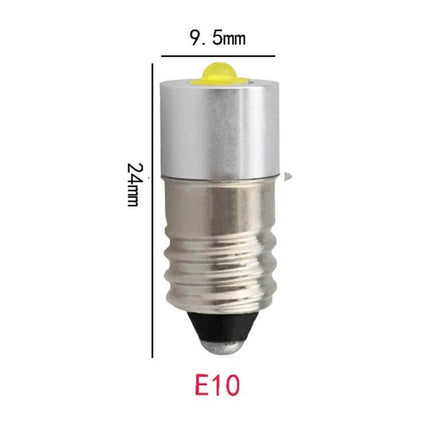 Pocket LED Flashlight White Light For Everyday Use - compact aluminum E10 bulb 24mm x 9.5mm, 3W-rated white LED for glove box, camping, repairs