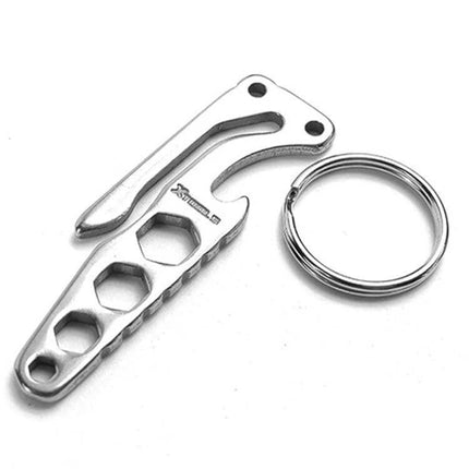 Pocket Stainless Steel Key Holder Bottle Opener For EDC compact 440C stainless keyring bottle opener with hex wrench for camping and everyday carry