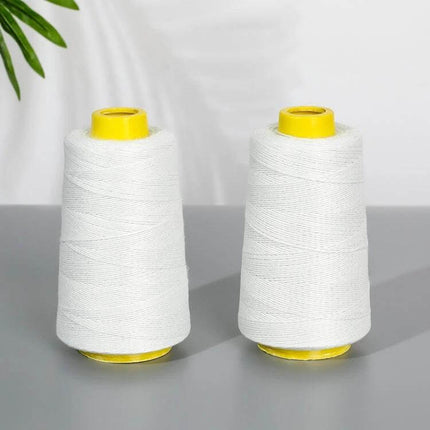 Polyester Rice Bag Sealing Thread For Sewing, 125g - two white 125g spools with yellow cores, 3-strand cross-wound durable thread for rice bag seams