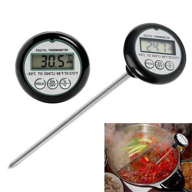 Portable Digital Meat Thermometer for Cooking and Barbecue with probe and LCD display showing 30.5°C — ideal for grill, oven, smoker use