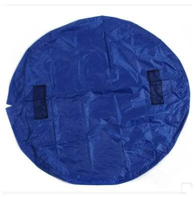 Portable Kids Toy Storage Bag Doubles as Outdoor Play Mat, 150cm - Blue round polyester mat and storage bag for toys