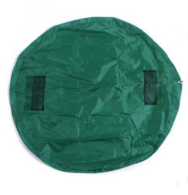 Portable Kids Toy Storage Bag Doubles as Outdoor Play Mat, 150cm - Green round polyester mat with handles