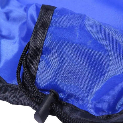 Portable Kids Toy Storage Bag Doubles as Outdoor Play Mat, 150cm - Blue drawstring close-up showing durable eco-friendly polyester fabric and cord lock