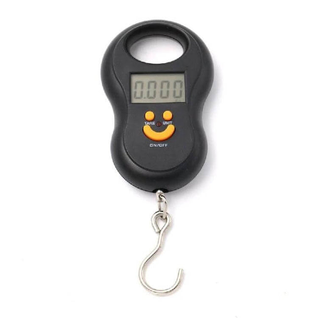 Portable LCD Digital Hanging Scale With 40 Kg Capacity - black handheld digital luggage scale with stainless steel hook and LCD readout