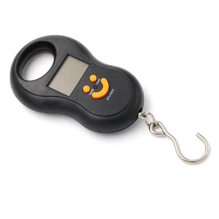 Portable LCD Digital Hanging Scale With 40 Kg Capacity - compact black handheld digital luggage scale with stainless steel hook and LCD display