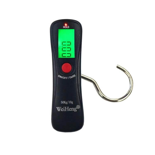Portable Luggage Scale For Travel, 50kg Capacity, Easy Read Display - handheld digital luggage scale with 1.2-inch green LCD and metal hook