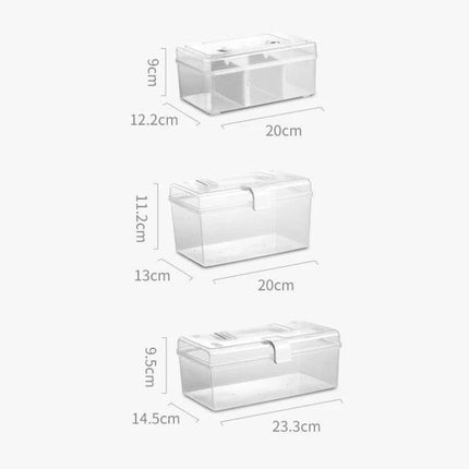 Portable Medicine Box With Handle For Home Use Easy Organization transparent PP organizer with handle and compartments for meds and first-aid