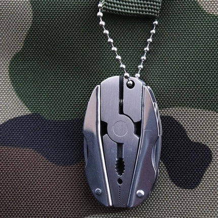 Portable Multifunction Folding Plier Keychain For Everyday Carry stainless steel compact pliers screwdriver knife on dog-tag chain