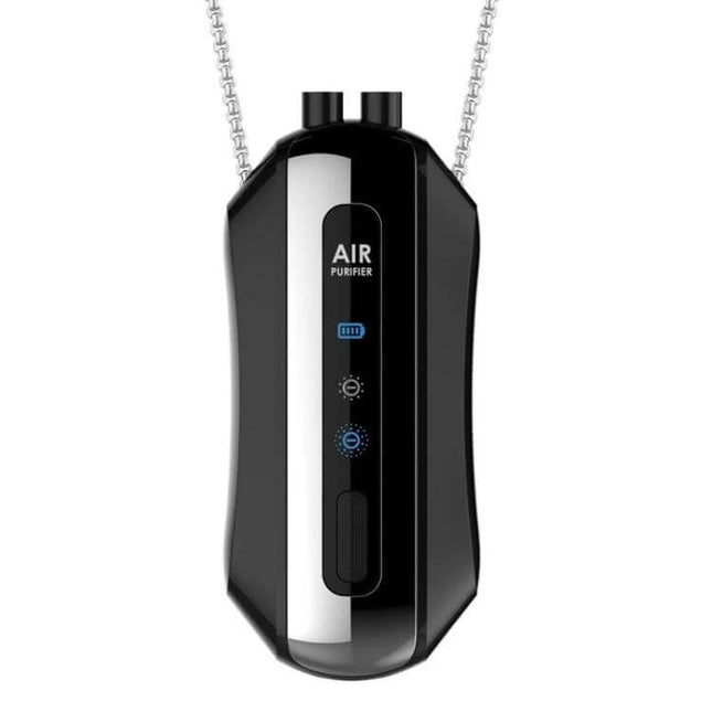Portable Negative Ion Neck Purifier Chain Style White For Daily Use black chain-style wearable air purifier with LED display