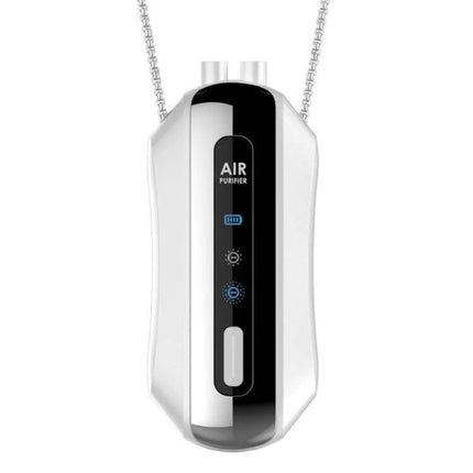 Portable Negative Ion Neck Purifier Chain Style White For Daily Use - white chain-style wearable air purifier with LED display