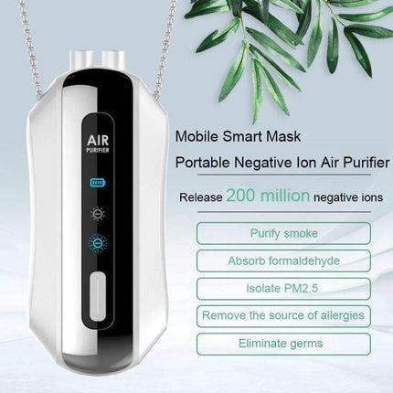 Portable Negative Ion Neck Purifier Chain Style White For Daily Use - lightweight chain-style air purifier with LED display