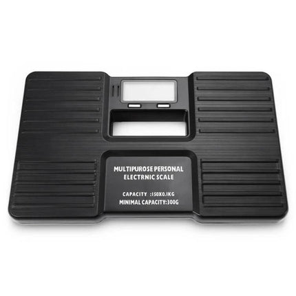 Portable Personal Digital Weight Scale 0.3-150 kg For Home Use - black portable digital scale with handle, LCD display and 0.3–150 kg capacity