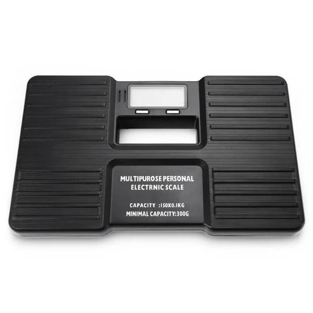 Portable Personal Digital Weight Scale 0.3-150 kg For Home Use - black portable digital scale with handle, LCD display and 0.3–150 kg capacity