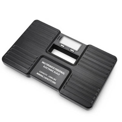 Portable Personal Digital Weight Scale 0.3-150 kg For Home Use - compact black digital scale with handle, LCD display and 0.1 kg accuracy for travel and home