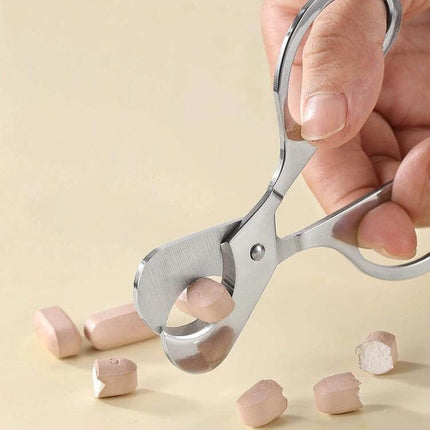Portable Pill Cutter With Stainless Steel Blades, Oval Handle - stainless steel pill splitter with oval handle cutting tablets for travel and home care