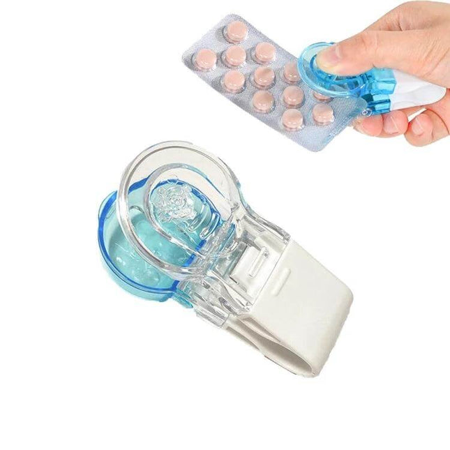 Portable Pill Taker Blue For Easy Blister Pack Opening And Pill Box compact blue ABS tool extracting pills from blister packs for seniors