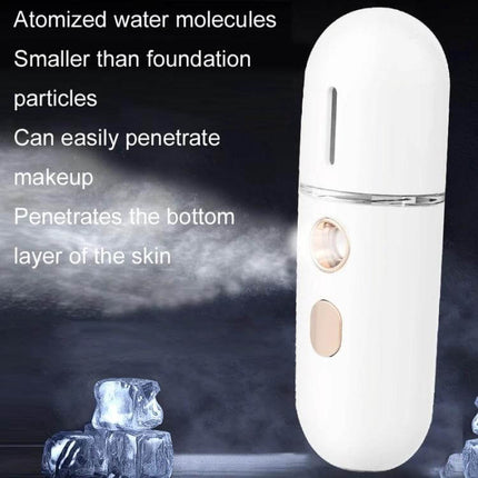 Portable Rechargeable Beauty Humidifying Sprayer For Facial Mist White compact rechargeable 12ml facial mist sprayer emits fine atomized hydration mist