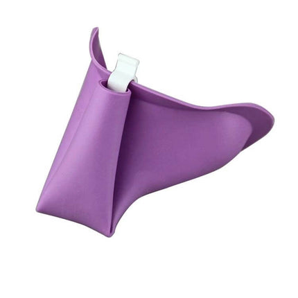 Portable Silicone Female Urinal For Travel And Camping - purple foldable silicone female urinal for camping and travel, hands-free hygienic design
