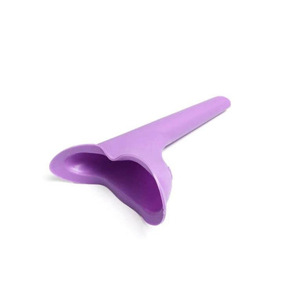 Portable Silicone Female Urinal For Travel And Camping - compact purple silicone hands-free urinal for camping, travel, and long restroom lines