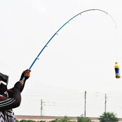 Portable Telescopic Sea Fishing Rod 2.3m Extended Length - blue fiberglass rod collapsed to 37 cm and extended for shore or pier fishing